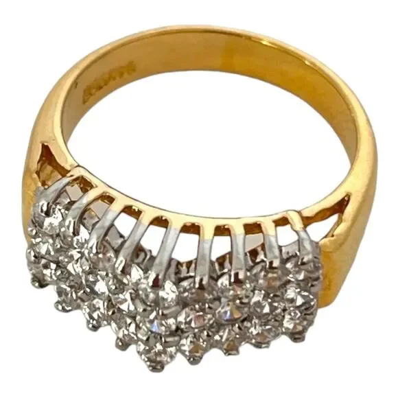 Vintage 1970s CZ Cluster Ring Size 7 14K HGE Gold Plate Original Unworn - 3E - Picture 10 of 15